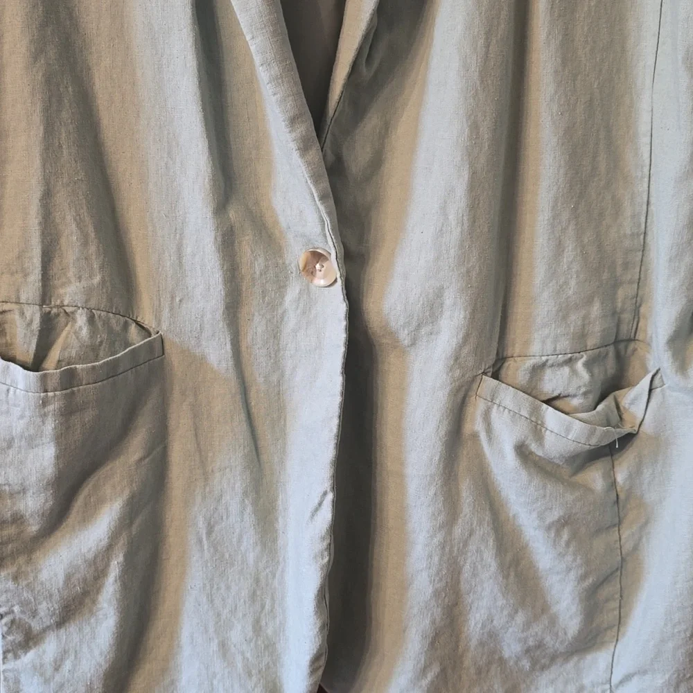 A New Day Linen Blazer In Spring Green XL - Picture 2 of 6